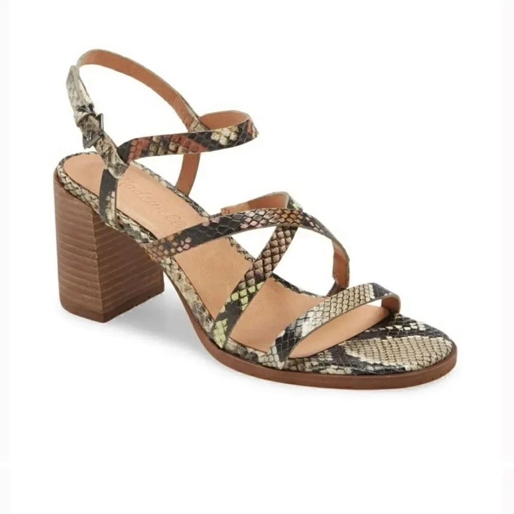 Madewell Womens Size 8 Snake Heeled Sandal Shoes